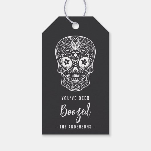 Calavera Schedel You've Been Boozed Halloween Cadeaulabel (Voorkant)