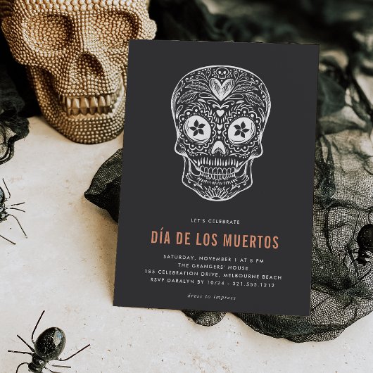 Calavera Skull Dia de los Muertos Party Kaart
