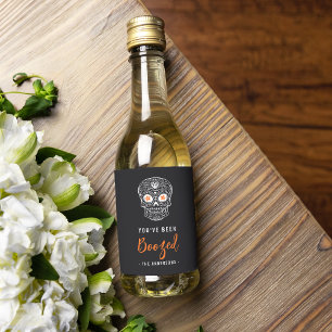 Calavera Skull Je bent opgevoed Halloween Wijn Etiket