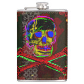 Calavera Skull PGeek NFT Art Red Blue Heupfles (Voorkant)