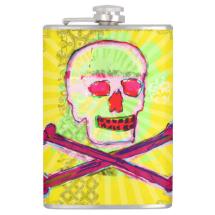 Calavera Skull pgeek NFT Art Yellow Green red Heupfles
