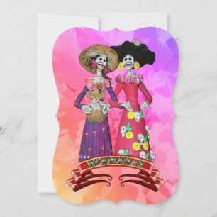 Calavera Vriendinnen Dia De Los Muertos Kaart