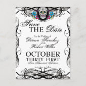 Calaveras Sugar Skull & Flourishes Save the Date Aankondigingskaart (Voorkant)