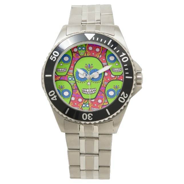 Calaveras Sugar Skulls Horloge (Voorkant)