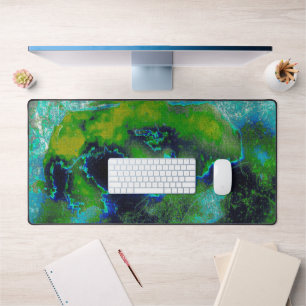 Calcaire Abstrait, Lime Greens et Blues Desk Mat