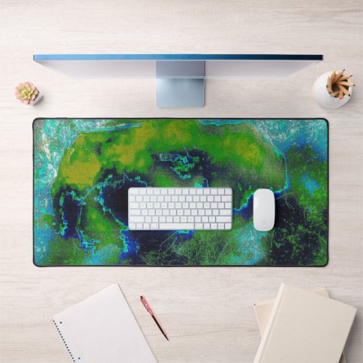 Calcaire Abstrait, Lime Greens et Blues Desk Mat (Bureau 1)