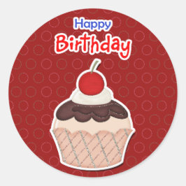 Calcomanía - Cupcake - Happy Birthday Ronde Sticker