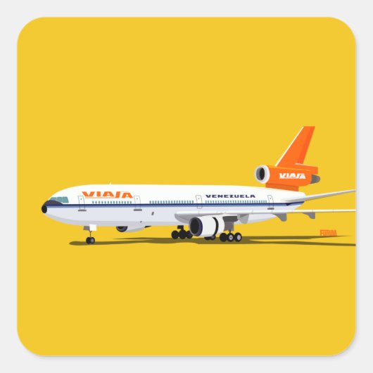 Calcomanía Viasa DC-10 Vierkante Sticker (Voorkant)