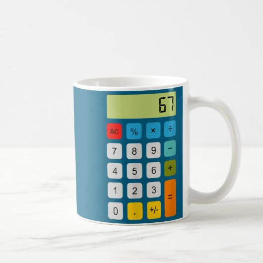 Calculator 67 Six Seven Funny Math Meme Koffiemok (Rechts)