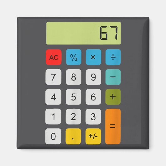 Calculator 67 Six Seven Funny Math Meme  Magneet (Voorkant)