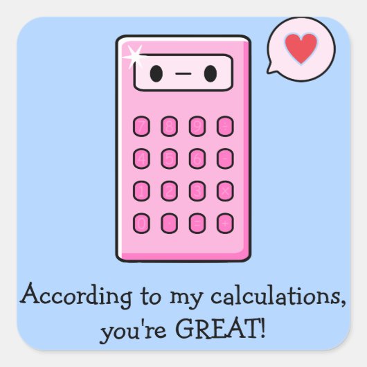 Calculator Love Vierkante Sticker (Voorkant)