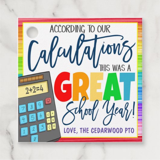 Calculator Teacher Appreciation Gift Labels (Voorkant)