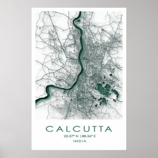 Calcutta/Kolkata Map Poster| West Bengal | India Poster