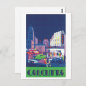 Calcutta Vintage Travel Poster Briefkaart (Voorkant / Achterkant)