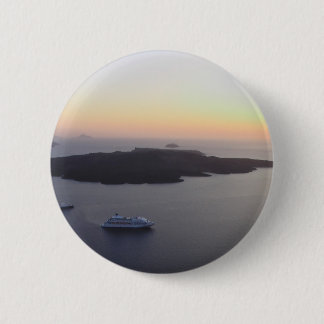 Caldera (centrum van vulkaan) in Santorini, Grieke Ronde Button 5,7 Cm