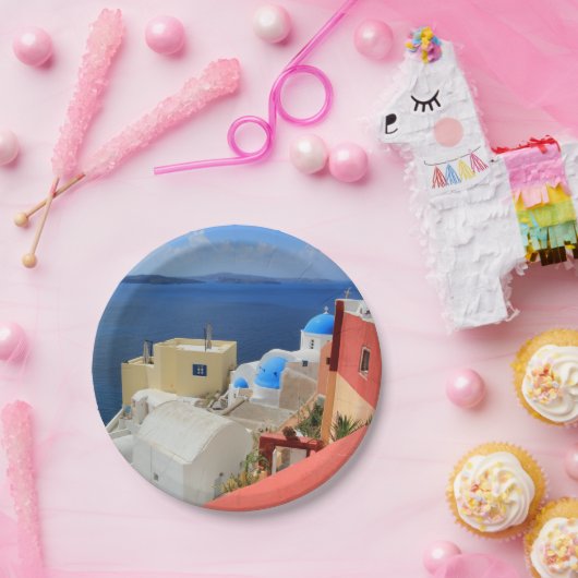 Caldera, Oia, Santorini, Griekenland Papieren Bordje (Feest)