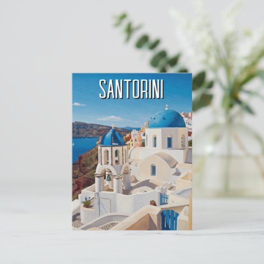 Caldera Uitzicht Santorini Griekenland Cycladen Re Briefkaart (Staand voorkant)