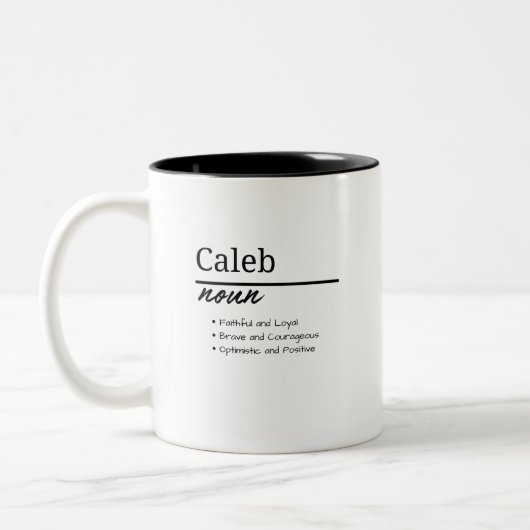 Caleb, Boy Personalized Name Definition Tweekleurige Koffiemok (Links)