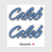 Caleb Nom autocollant Stickerset bleu (Feuille)