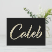 Caleb Nom or blanc Carte calligraphiée (Debout devant)