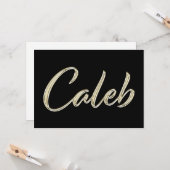 Caleb Nom or blanc Carte calligraphiée (Devant/Arrière en situation)