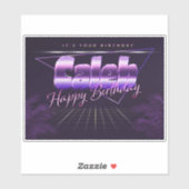 Caleb Prénom lila retro Sticker (Feuille)