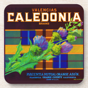 Caledonia oranje crate label uit de jaren dertig bier onderzetter