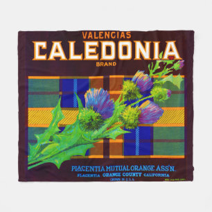 Caledonia oranje crate label uit de jaren dertig fleece deken