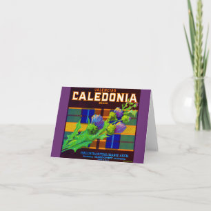 Caledonia oranje crate label uit de jaren dertig notitiekaartje