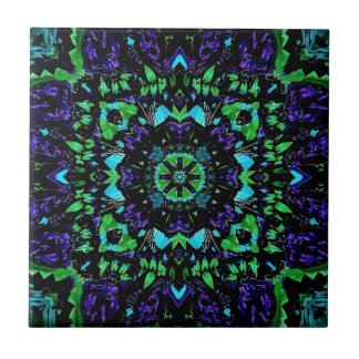 Caleidoscoop van blauw en groen tegeltje