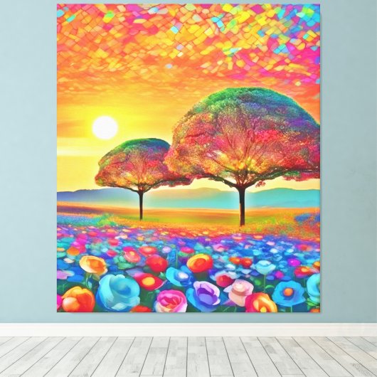 caleidoscoop van Sunset Natuur Canvas Afdruk (Insitu (Houten vloer))