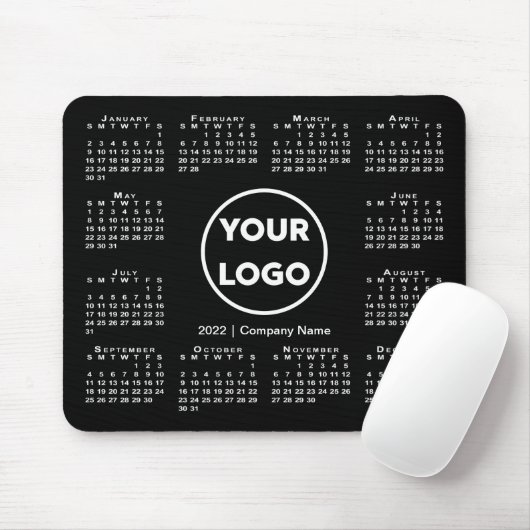 Calendar Business Logo on Black Muismat (Met muis)