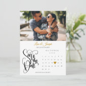 Calendar Gold Heart Photo Save The Date (Staand voorkant)