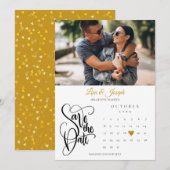 Calendar Gold Heart Photo Save The Date (Voorkant / Achterkant)