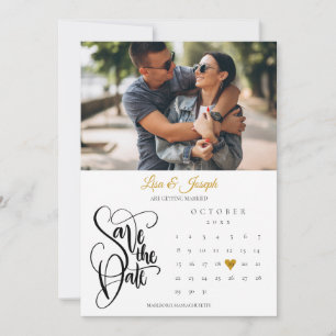 Calendar Gold Heart Photo Save The Date