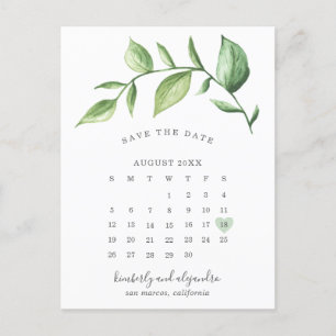 Calendar Rustic Greenery Save the Date Aankondigingskaart