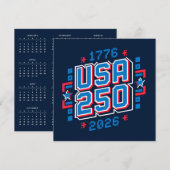 Calendar USA 250 – 1776 to 2026 Pixel Art Feestdagenkaart (Voorkant / Achterkant)