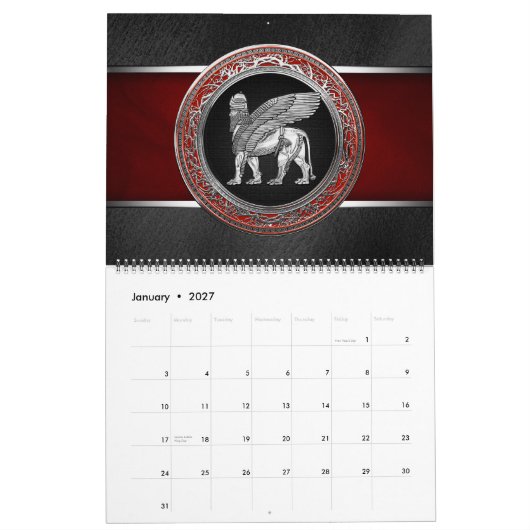 Calendrier [100] Lion assyrien ailli - Lamassu argenté (Jan 2027)