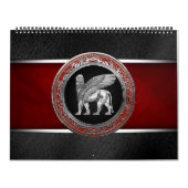 Calendrier [100] Lion assyrien ailli - Lamassu argenté (Protection)