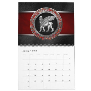 Calendrier [100] Lion assyrien ailli - Lamassu argenté