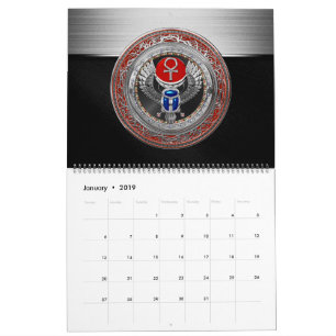 Calendrier [100] Scarab à ailes en argent sacré égyptien et A