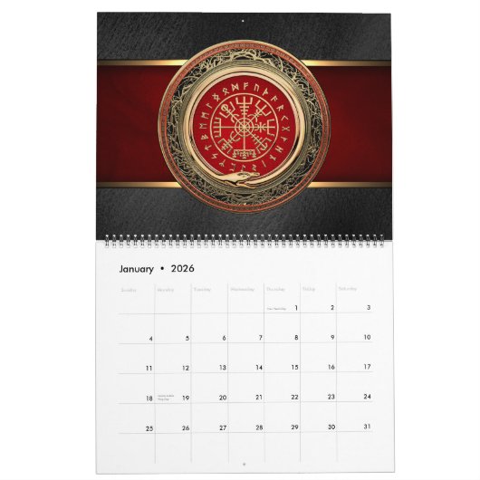 Calendrier [100] Vegvisir - Viking Gold Magic Runic Compass (Jan 2026)