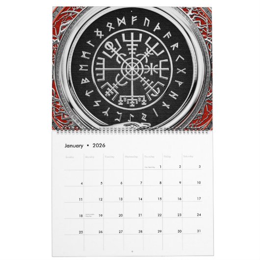 Calendrier [100] Vegvisir - Viking Silver Magic Runic Compass (Jan 2026)