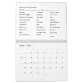 Calendrier 12 Feuillets de frais de subsistance mensuels 2026 (Mar 2026)