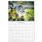 Calendrier 12 Mois Aquarelle Raccoon Peinture Faune Art (Mar 2026)