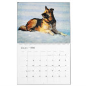 Calendrier 12 Mois Berger allemand Chiens alsaciens Aquarelle (Jan 2026)