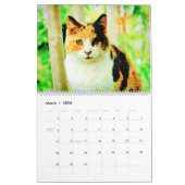 Calendrier 12 Mois Calico Tortoiseshell Chats Aquarelle Cadea (Mar 2026)