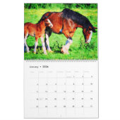 Calendrier 12 Mois Clydesdale Cheval Lourd Aquarelle Cadeaux (Jan 2026)