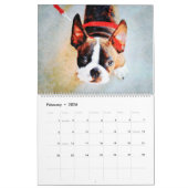 Calendrier 12 Mois Cute Boston Terrier Chiens Aquarelle Cadea (Feb 2026)