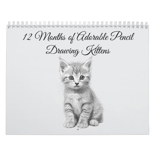 Calendrier 12 Mois de Chatons Adorables au Crayon (Protection)